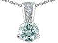 Tommaso Design Round 5mm Genuine Aquamarine Pendant Necklace