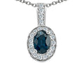 Tommaso Design Oval 7x5 mm Genuine Sapphire Pendant Necklace