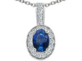Tommaso Design Oval 7x5 mm Genuine Sapphire Pendant Necklace