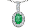 Tommaso Design Oval 7x5 mm Genuine Emerald Pendant Necklace