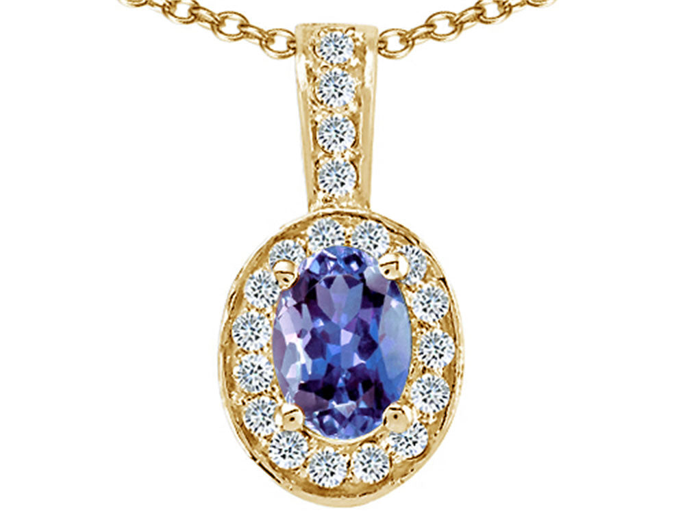 Tommaso Design™ Oval 7x5 mm Genuine Tanzanite Pendant Necklace