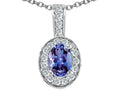 Tommaso Design Oval 7x5 mm Genuine Tanzanite Pendant Necklace