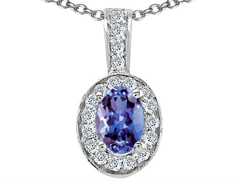 Tommaso Design™ Oval 7x5 mm Genuine Tanzanite Pendant Necklace