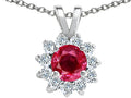 Tommaso Design Genuine Round Ruby and Diamond Pendant Necklace