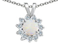 Tommaso Design Round Genuine Opal Pendant Necklace
