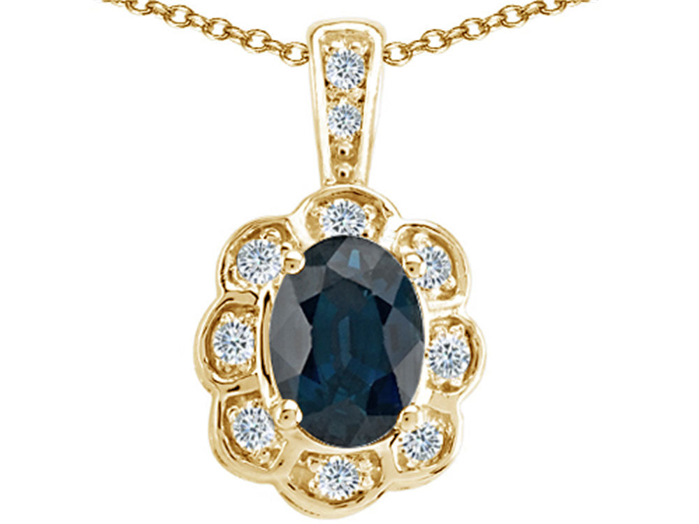 Tommaso Design™ Oval Genuine Sapphire Pendant Necklace