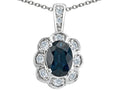 Tommaso Design Oval Genuine Sapphire Pendant Necklace