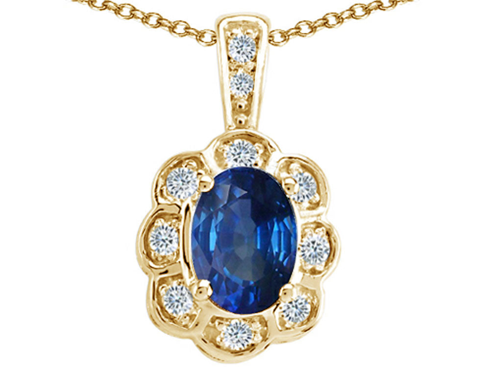 Tommaso Design™ Oval Genuine Sapphire Pendant Necklace