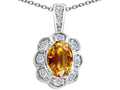 Tommaso Design Oval Genuine Citrine Pendant Necklace