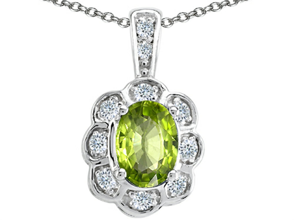 Tommaso Design Oval Genuine Peridot Pendant Necklace