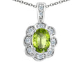 Tommaso Design Oval Genuine Peridot Pendant Necklace