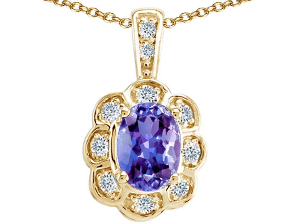 Tommaso Design™ Oval Genuine Tanzanite Pendant Necklace