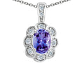 Tommaso Design Oval Genuine Tanzanite Pendant Necklace