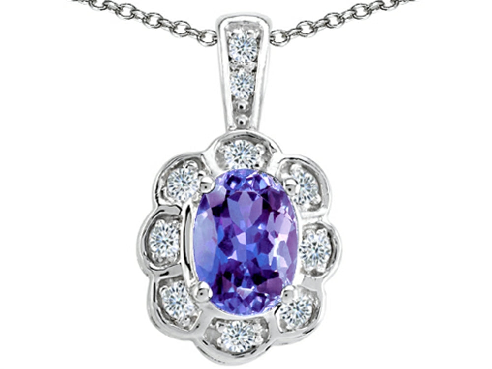 Tommaso Design™ Oval Genuine Tanzanite Pendant Necklace
