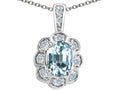 Tommaso Design Oval Genuine Aquamarine Pendant Necklace