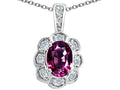 Tommaso Design Oval Genuine Rhodolite Pendant Necklace