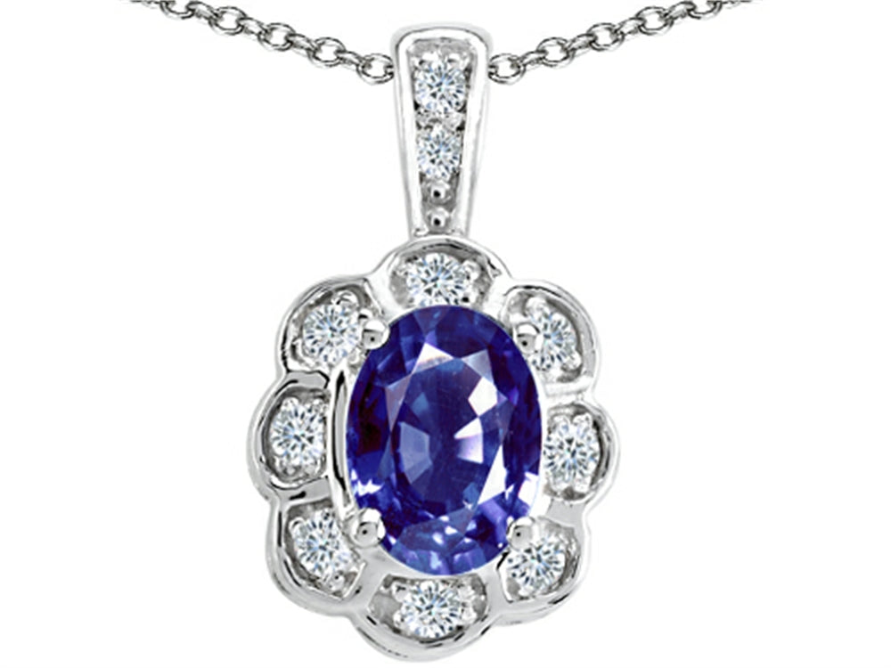 Tommaso Design Oval Genuine Iolite Pendant Necklace