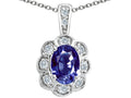Tommaso Design Oval Genuine Iolite Pendant Necklace