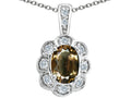 Tommaso Design Oval Genuine Smoky Quartz Pendant Necklace
