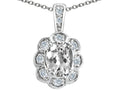 Tommaso Design Oval Genuine White Topaz Pendant Necklace