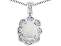 Tommaso Design Round Genuine Opal Pendant Necklace