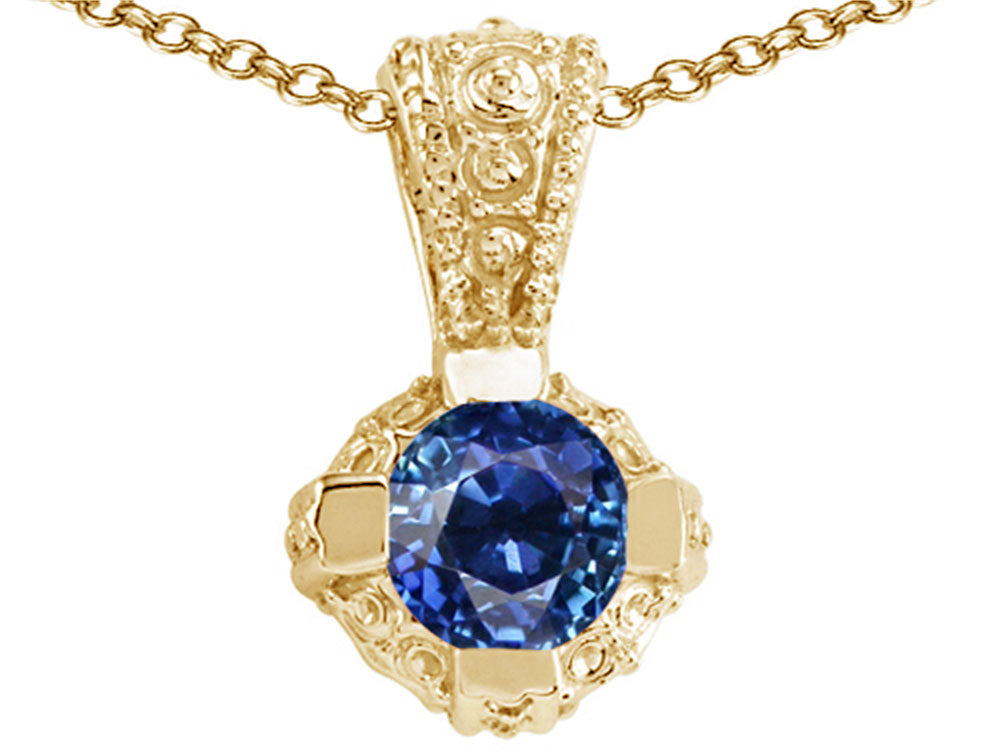 Tommaso Design™ Round Genuine Sapphire Pendant Necklace