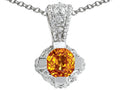 Tommaso Design Round Genuine Citrine Pendant Necklace