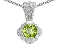 Tommaso Design Round Genuine Peridot Pendant Necklace