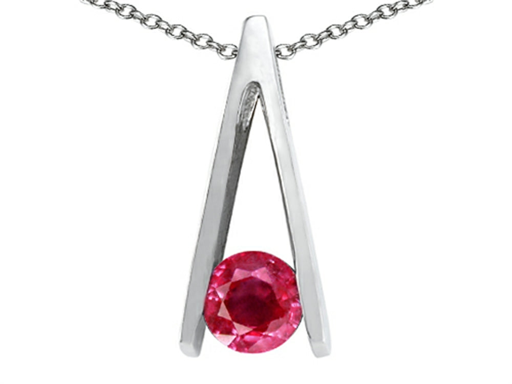 Tommaso Design Genuine Round Ruby Pendant Necklace