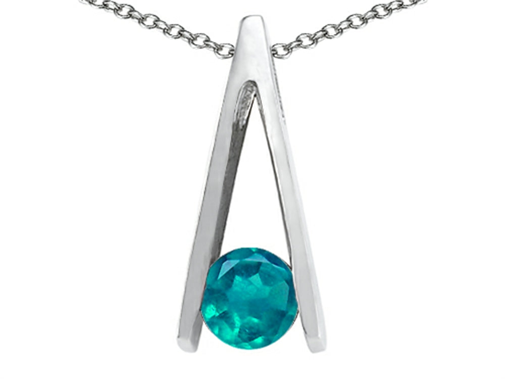 Tommaso Design Round Genuine Emerald Pendant Necklace