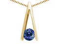 Tommaso Design Round Genuine Sapphire Pendant Necklace