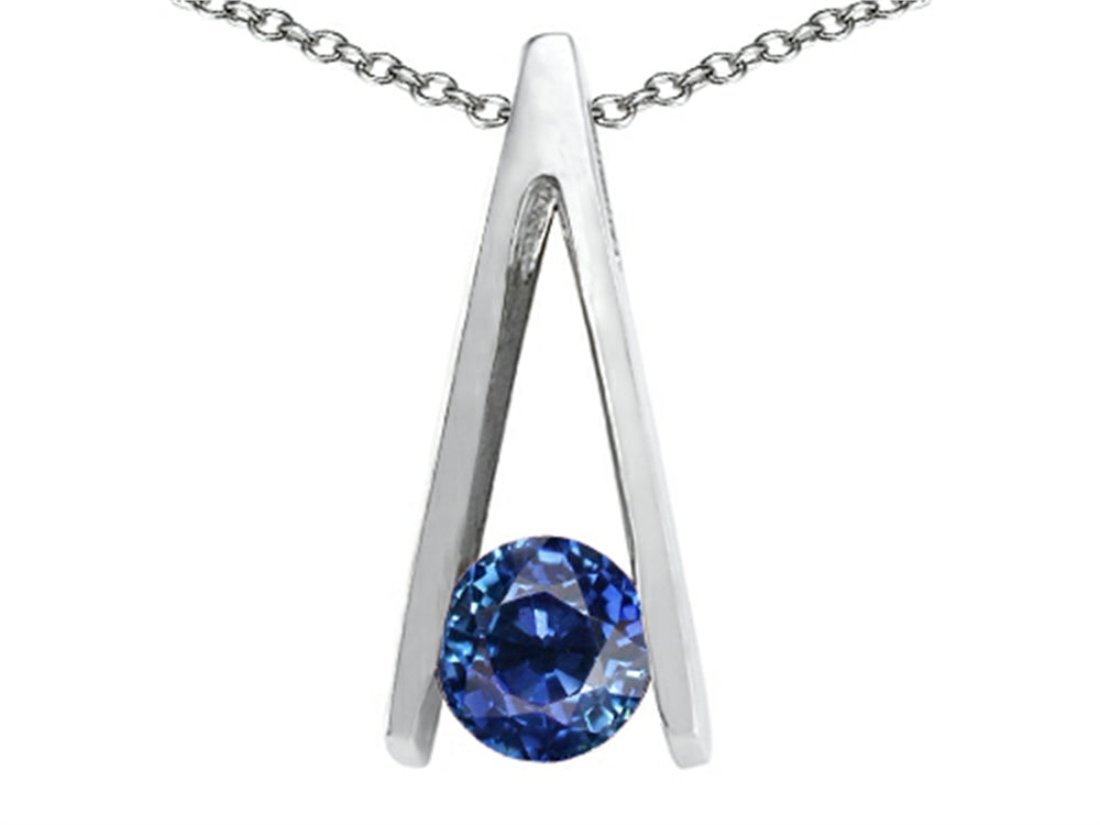 Tommaso Design™ Round Genuine Sapphire Pendant Necklace