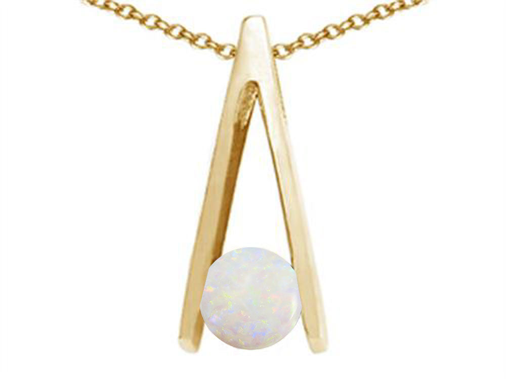 Tommaso Design Round Genuine Opal Pendant Necklace