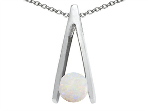 Tommaso Design Round Genuine Opal Pendant Necklace