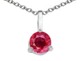 Tommaso Design Small Genuine Round Solitaire Ruby Pendant Necklace