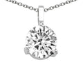 Tommaso Design Round Genuine White Topaz Solitaire Pendant Necklace