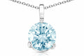 Tommaso Design Genuine Round Aquamarine Solitaire Pendant Necklace