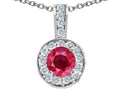Tommaso Design Genuine Round Ruby and Diamond Pendant Necklace