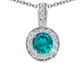 Tommaso Design Round Genuine Emerald Pendant Necklace