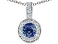 Tommaso Design Round Genuine Sapphire Pendant Necklace