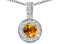 Tommaso Design Round Genuine Citrine Pendant Necklace