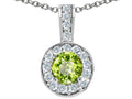 Tommaso Design Round Genuine Peridot Pendant Necklace
