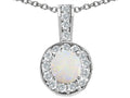 Tommaso Design Round Genuine Opal Pendant Necklace