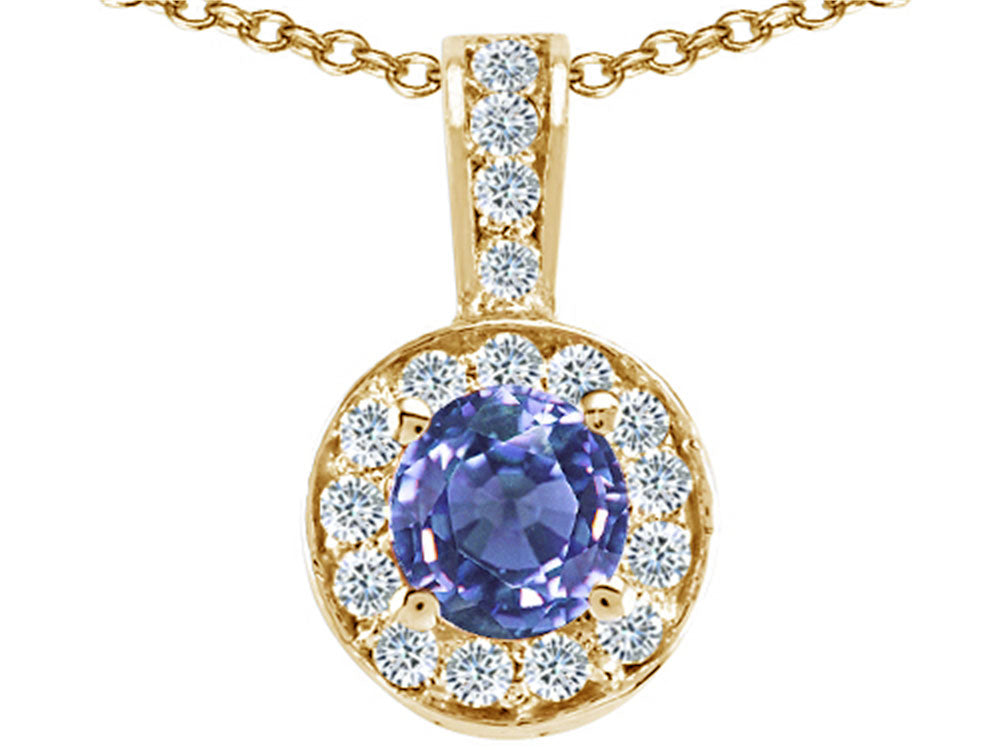 Tommaso Design™ Round Genuine Tanzanite Pendant Necklace