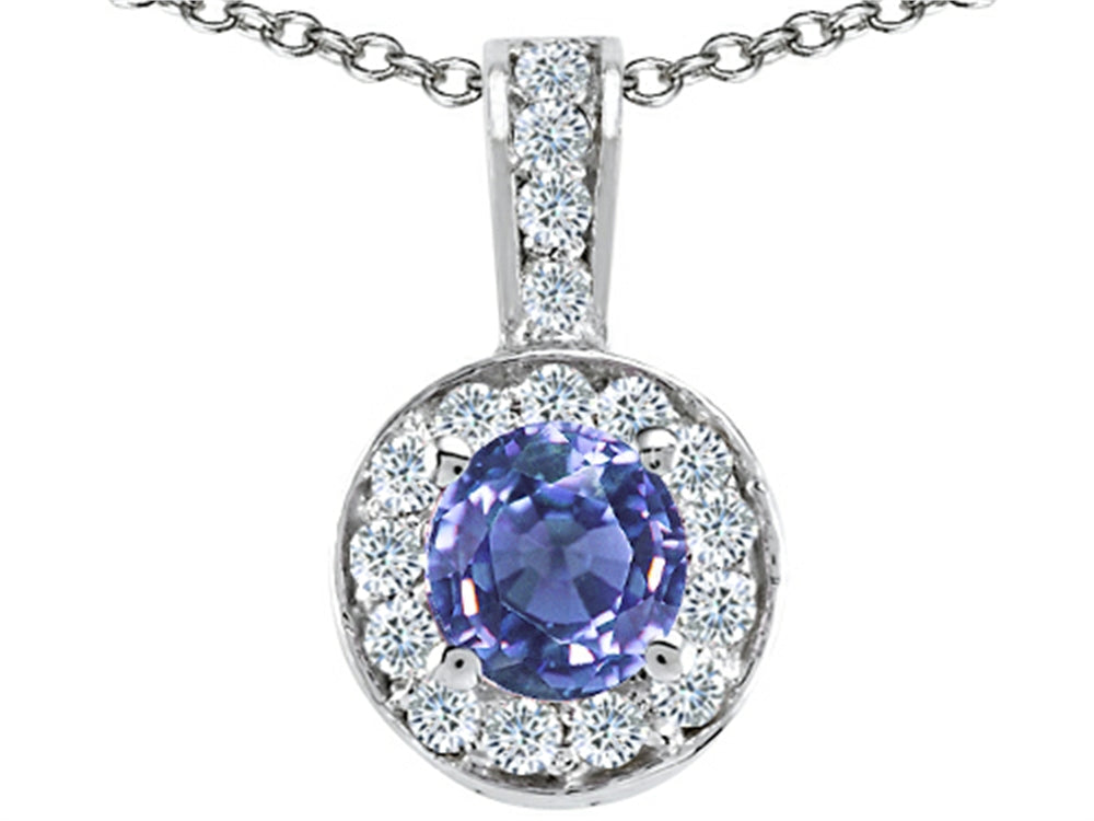 Tommaso Design™ Round Genuine Tanzanite Pendant Necklace