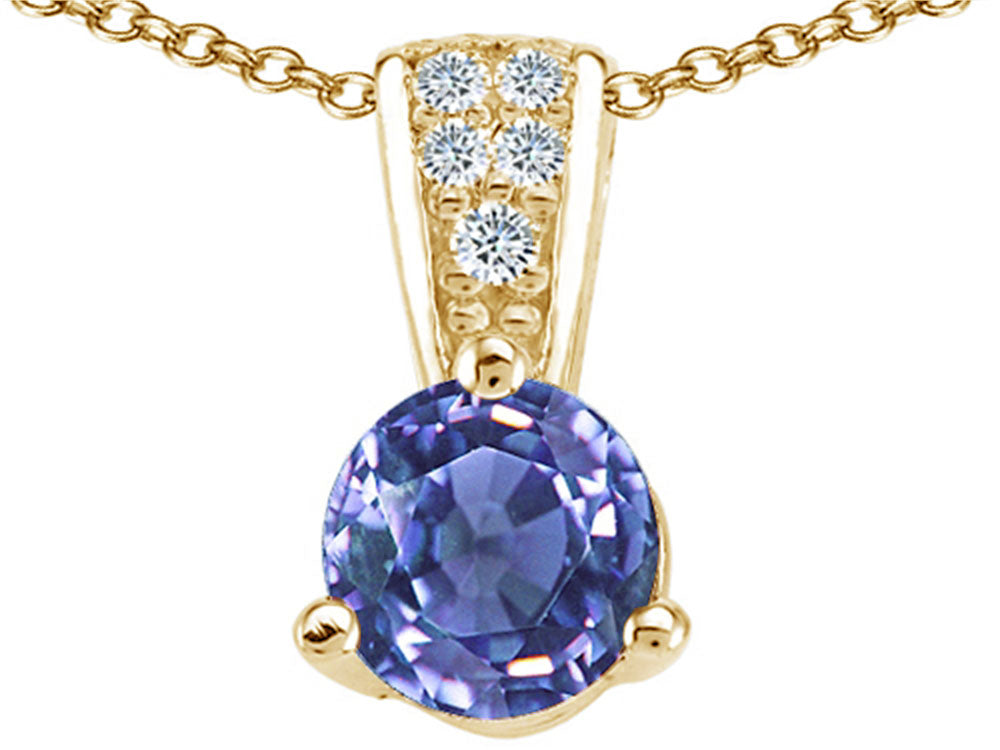 Tommaso Design Round GenuineTanzanite Pendant Necklace