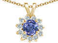 Tommaso Design Round Genuine Tanzanite Pendant Necklace