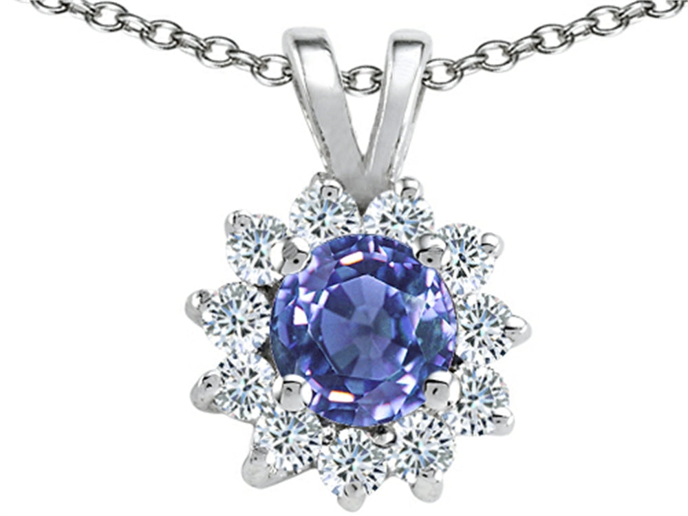 Tommaso Design™ Round Genuine Tanzanite Pendant Necklace