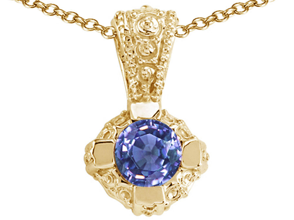 Tommaso Design™ Round Genuine Tanzanite Pendant Necklace