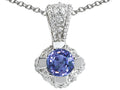 Tommaso Design Round Genuine Tanzanite Pendant Necklace